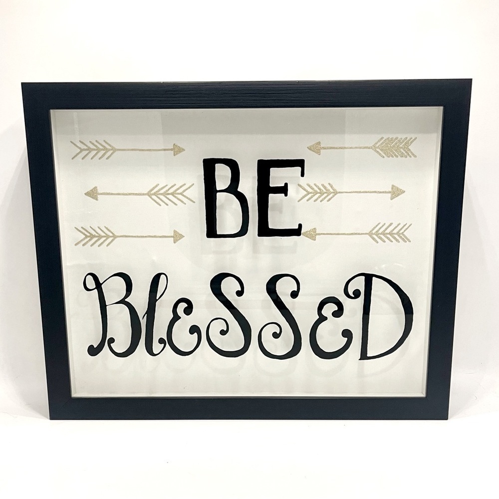Be Blessed Wall Decor 13.75x11” Black Frame Gold Arrows Shadow Gallery Wall
